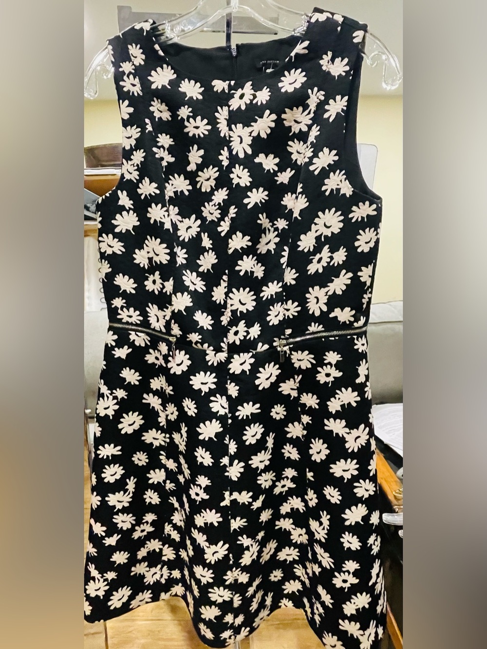 Ann Taylor Black Mini Dress with White Daisy Print